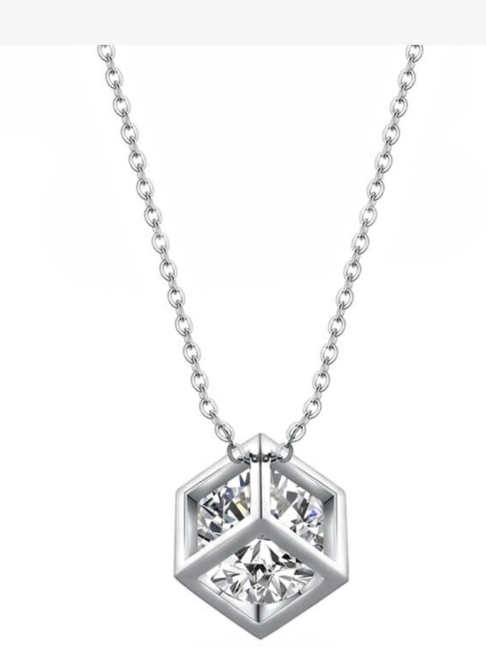 Cube Wrapped Diamond Moissanite 💎 1CT Pendant Necklace, NEW, w/GRA Certificate